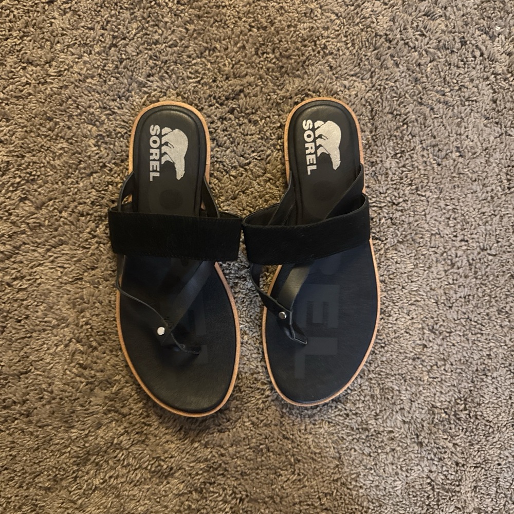 Sorel Black Slide Sandals